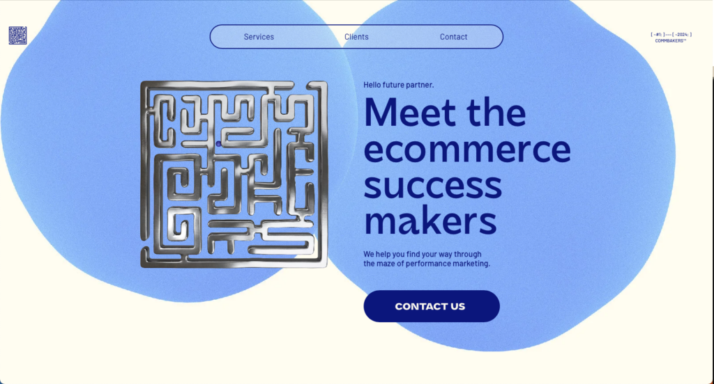 Screengrab of Commbakers website witht he heading 'Meet the ecommerce success makers'